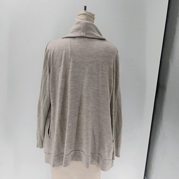 allsaints 100% wool long lined sweater cardigan pockets beige dahlia cardigan - Picture 10 of 15